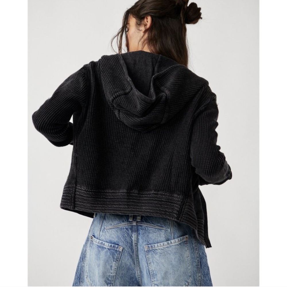 FREE PEOPLE Mason Hoodie / Black - Picture 3 of 4